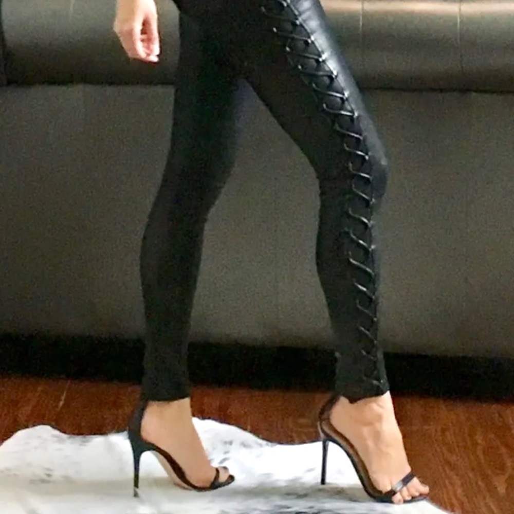 RAG & BONE “KIKU” SIDE-LACE HIGH-RISE LEATHER LEGGING, SZ 24 NWT! - Picture 11 of 13